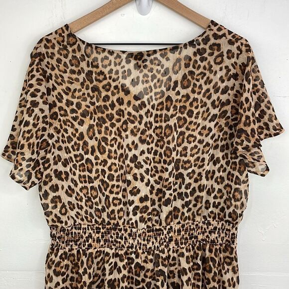 Torrid Leopard Print Dress sheer hi front low back short sleeve size X1 - Picture 9 of 16